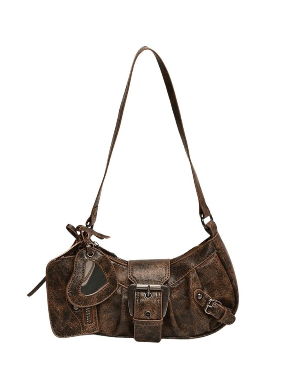 Women's Y2k Shoulder Bag Buckle Western Vintage Pu Leather Handbags with Coin